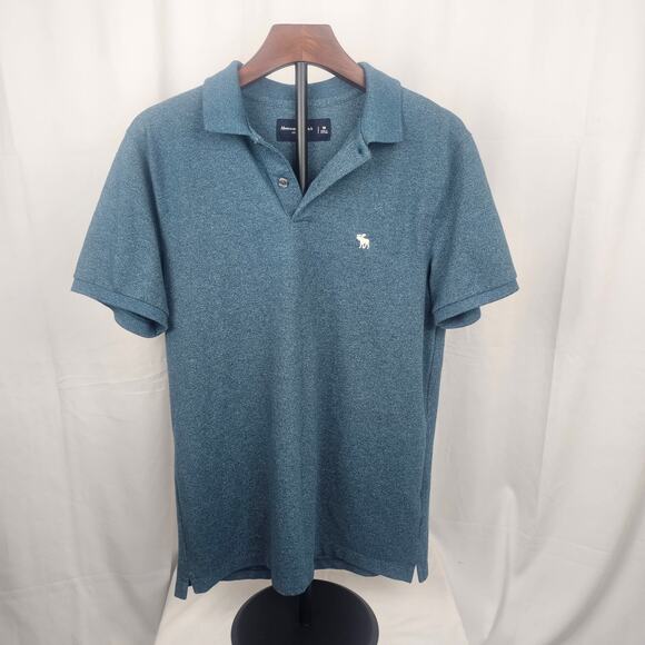 Abercrombie & Fitch Blue Stretch Polo Shirt Size M Cotton Blend Modern Fit NWOT - Picture 1 of 4